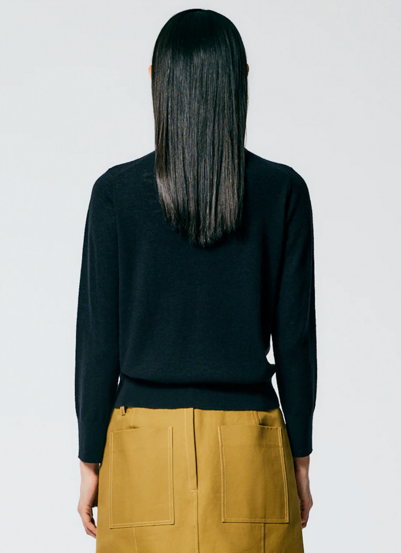Skinlike Mercerized Wool Cardigan - Navy