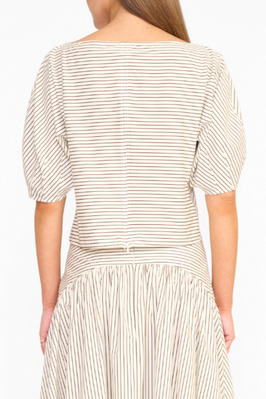 Didi Top - Ivory/Dark Oak Micro Stripe