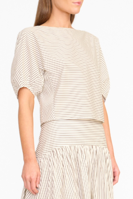 Didi Top - Ivory/Dark Oak Micro Stripe