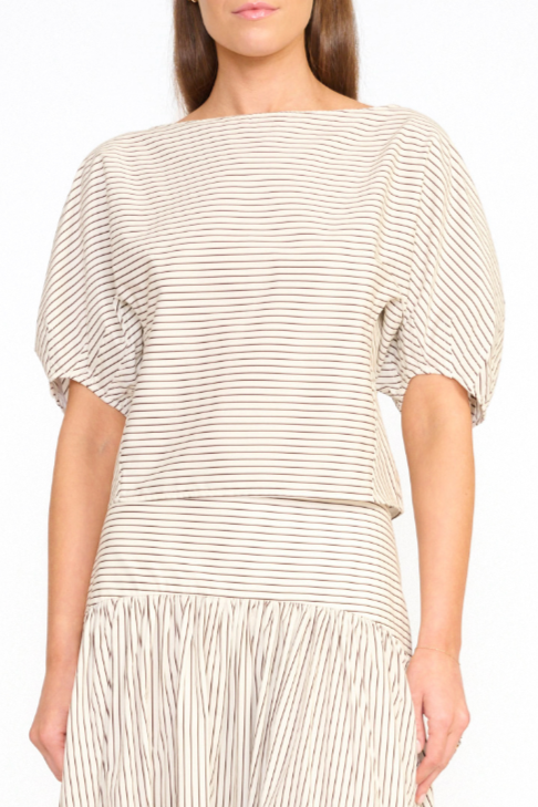 Didi Top - Ivory/Dark Oak Micro Stripe