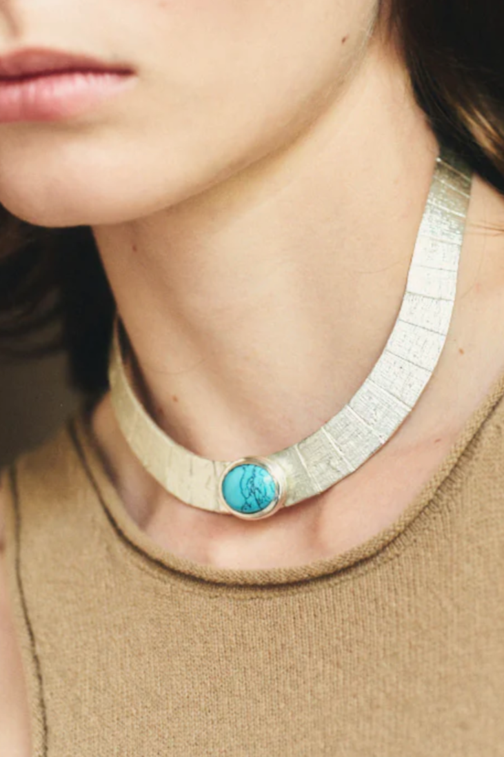 Athena Turquoise Collar - Silver