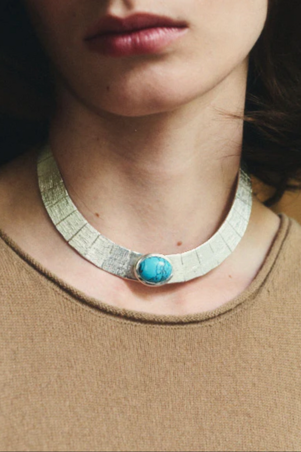 Athena Turquoise Collar - Silver