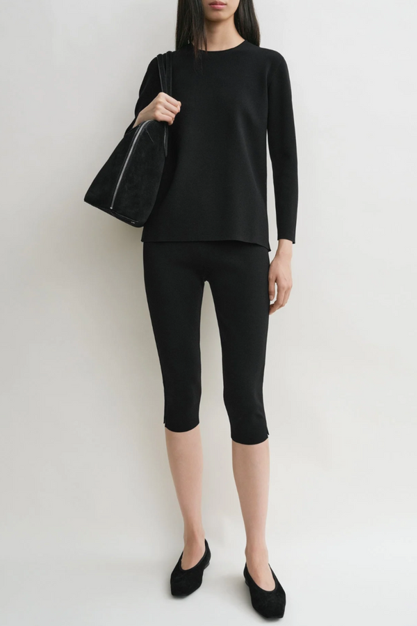 Compact Knit Capri Trousers - Black