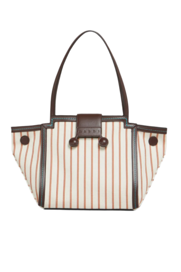 Striped Canvas Mini Riviera - Hot Red/Lily White