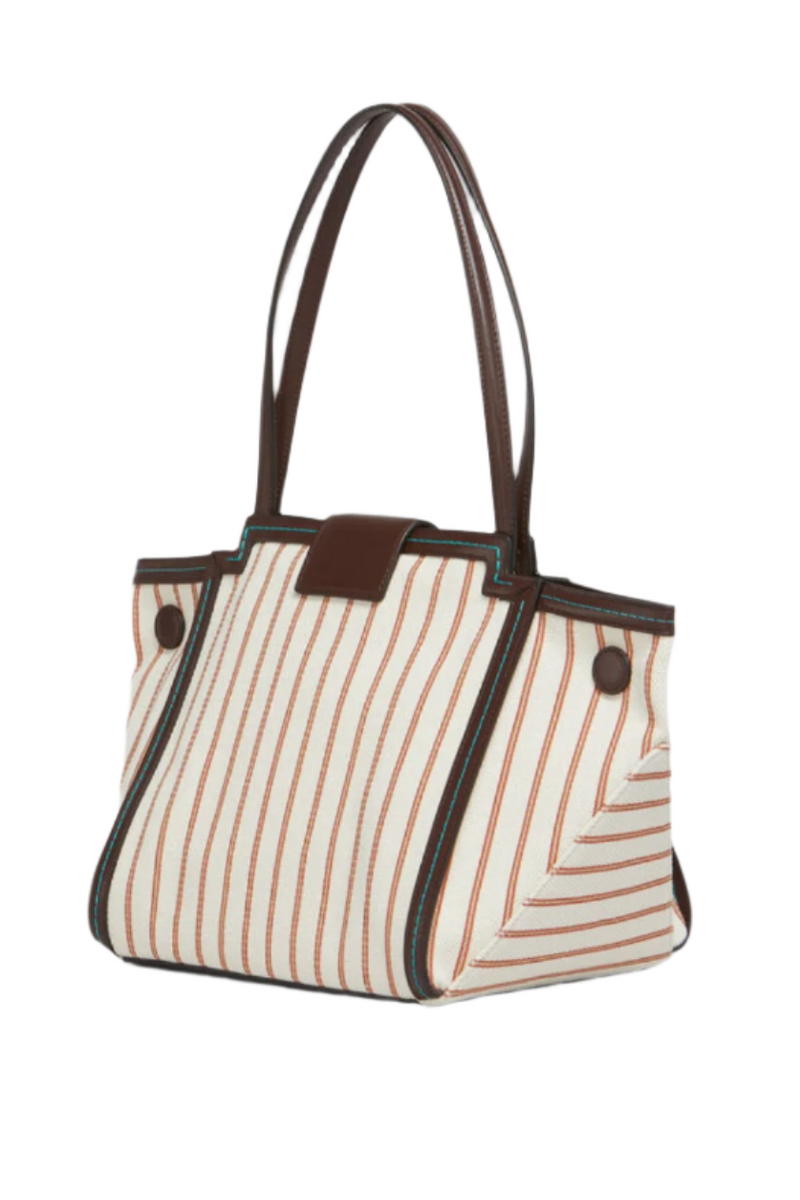 Striped Canvas Mini Riviera - Hot Red/Lily White