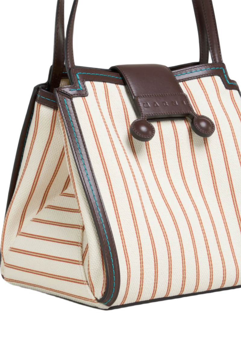 Striped Canvas Mini Riviera - Hot Red/Lily White