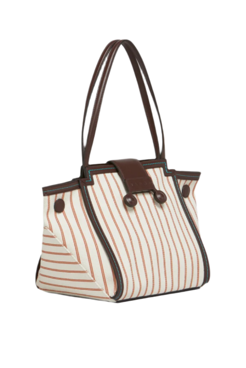 Striped Canvas Mini Riviera - Hot Red/Lily White