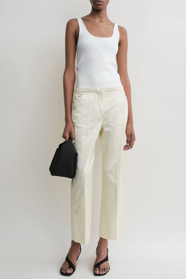 Cropped Straight Trousers - Ecru