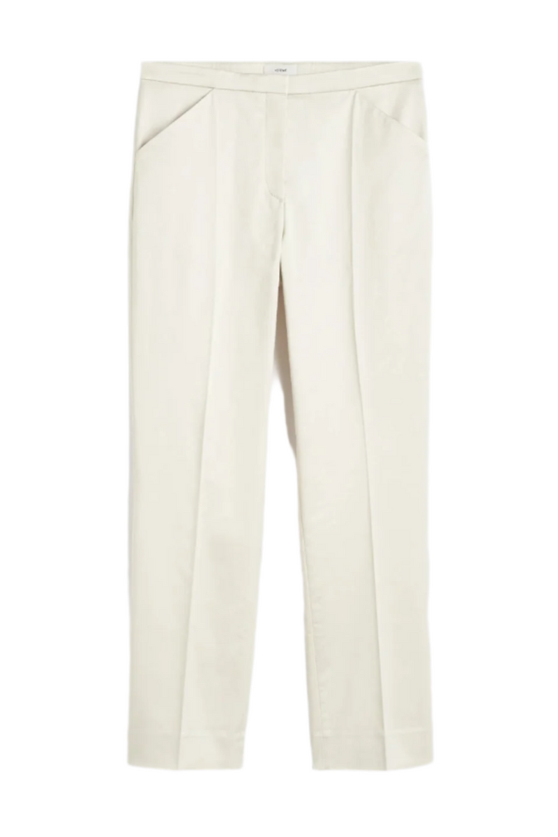 Cropped Straight Trousers - Ecru