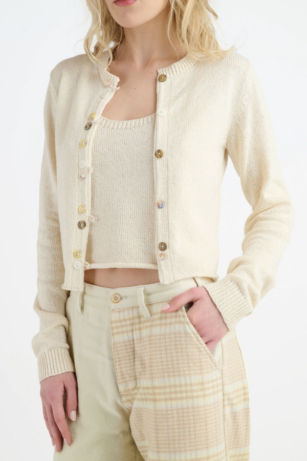 Nora Lite Crew Cardigan - Natural