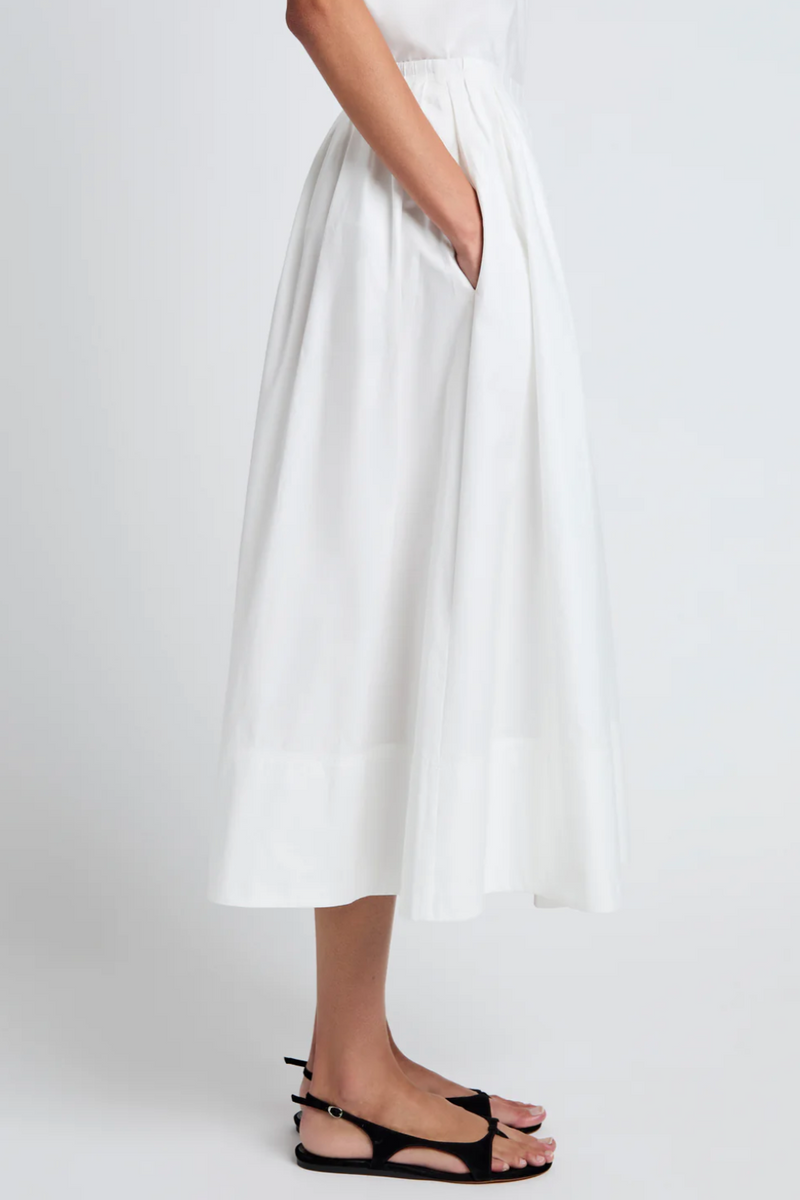 Austin Skirt in Cotton Sateen - White