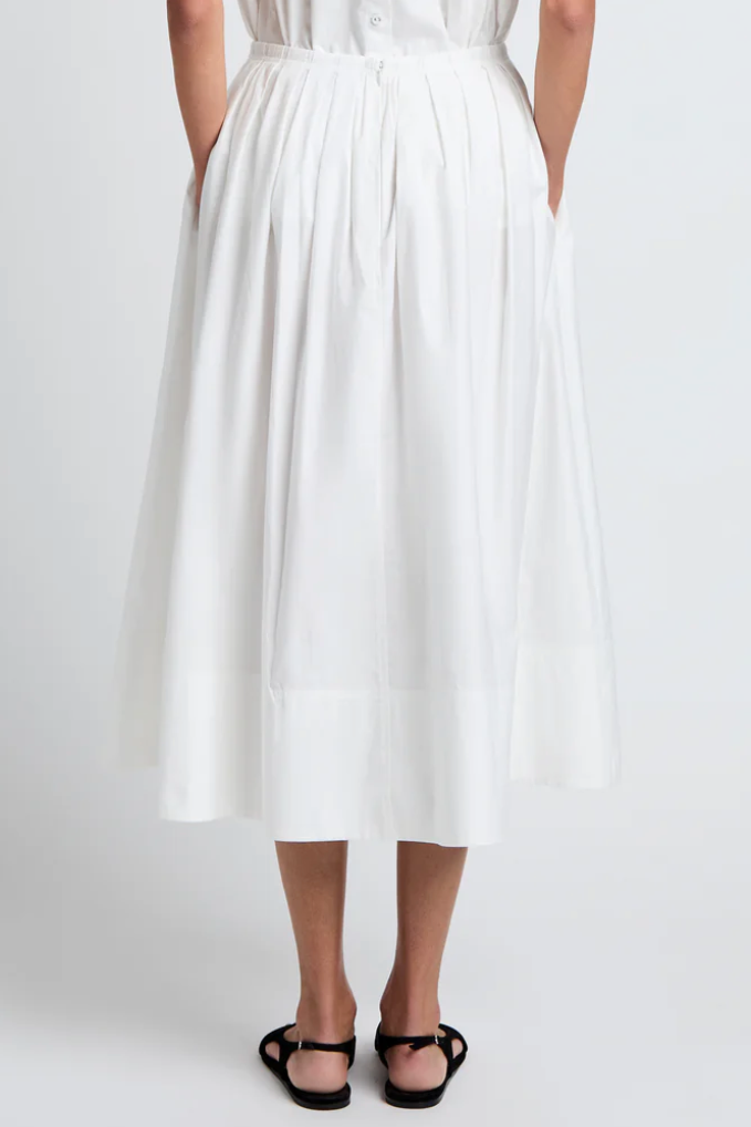 Austin Skirt in Cotton Sateen - White