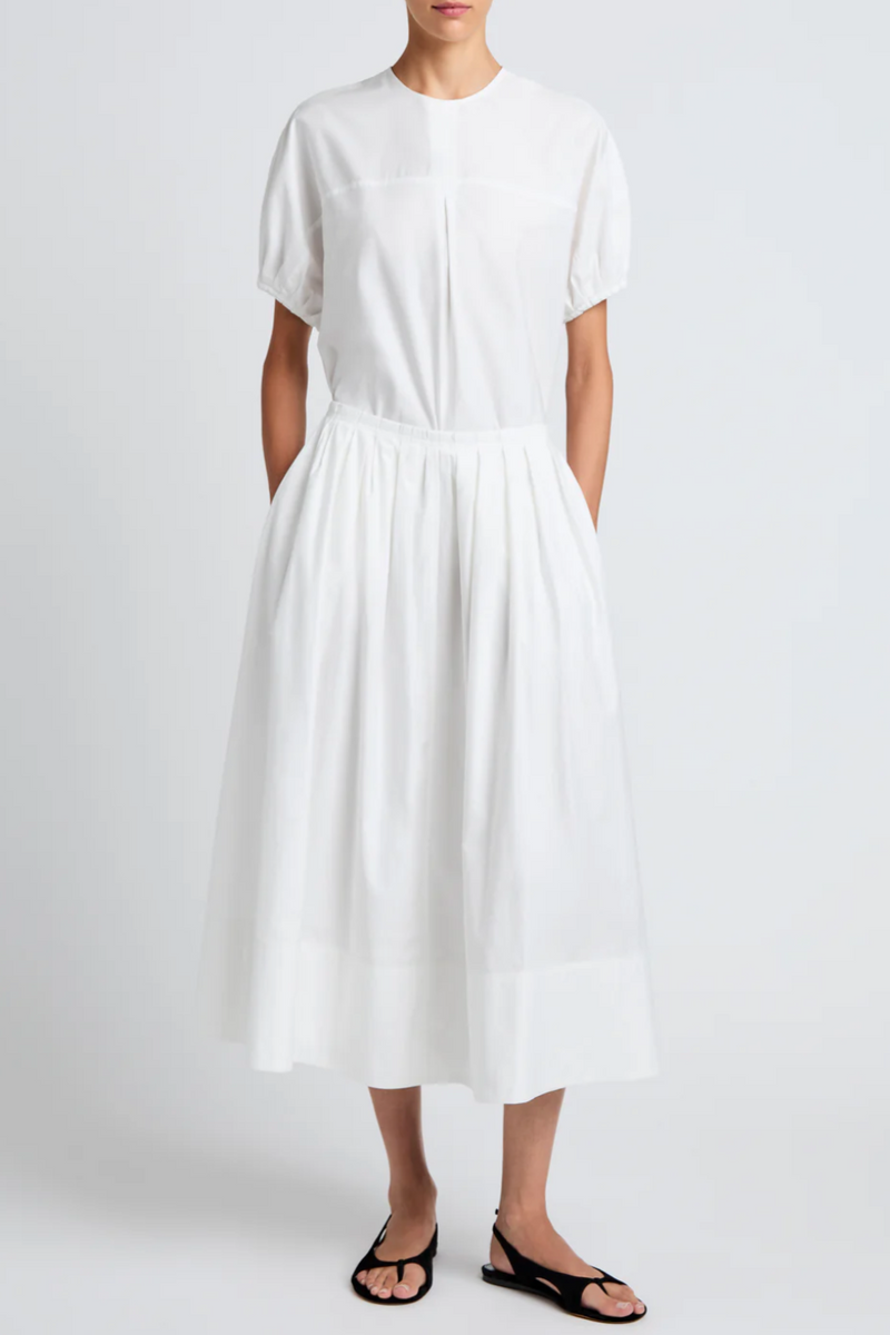 Austin Skirt in Cotton Sateen - White