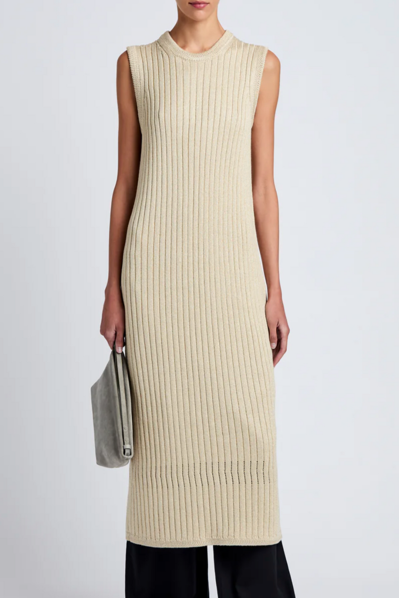 Leighton Knit Dress in Dry Rib - Light Wheat