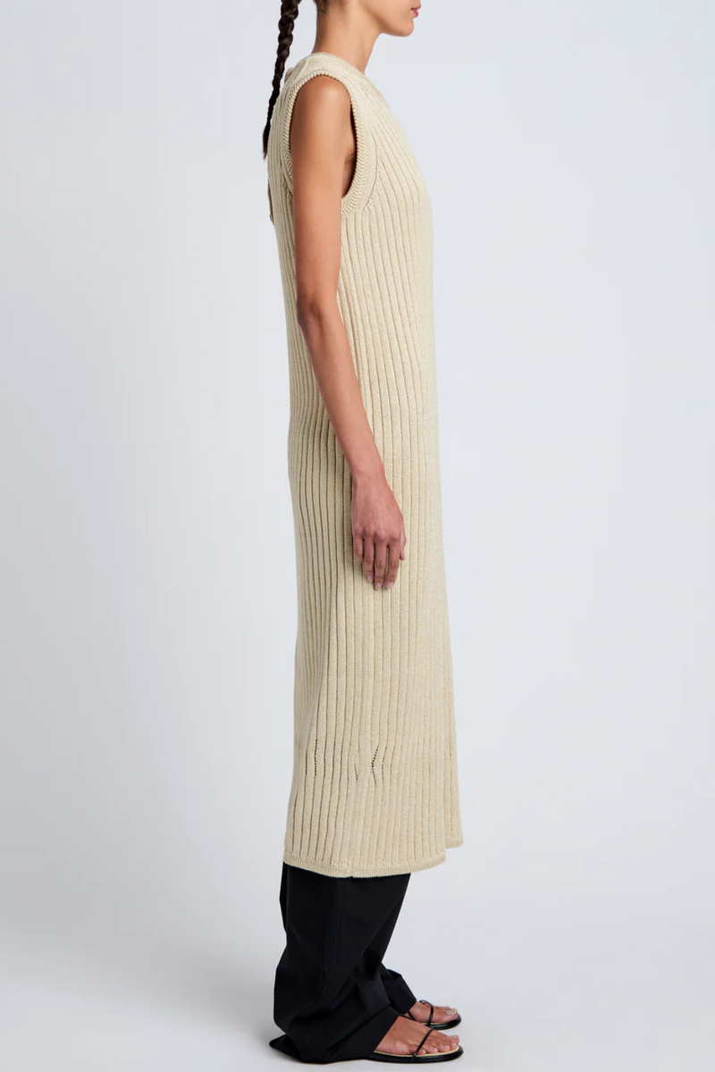 Leighton Knit Dress in Dry Rib - Light Wheat