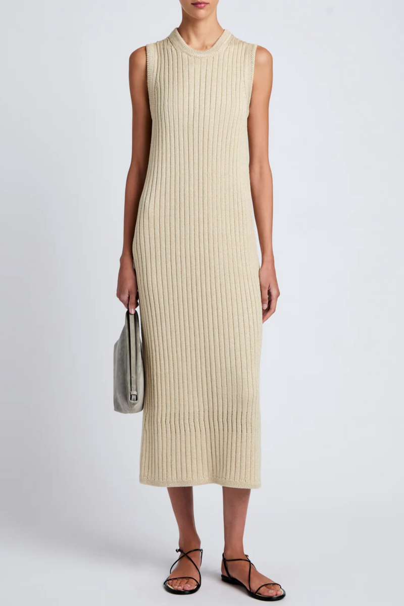 Leighton Knit Dress in Dry Rib - Light Wheat