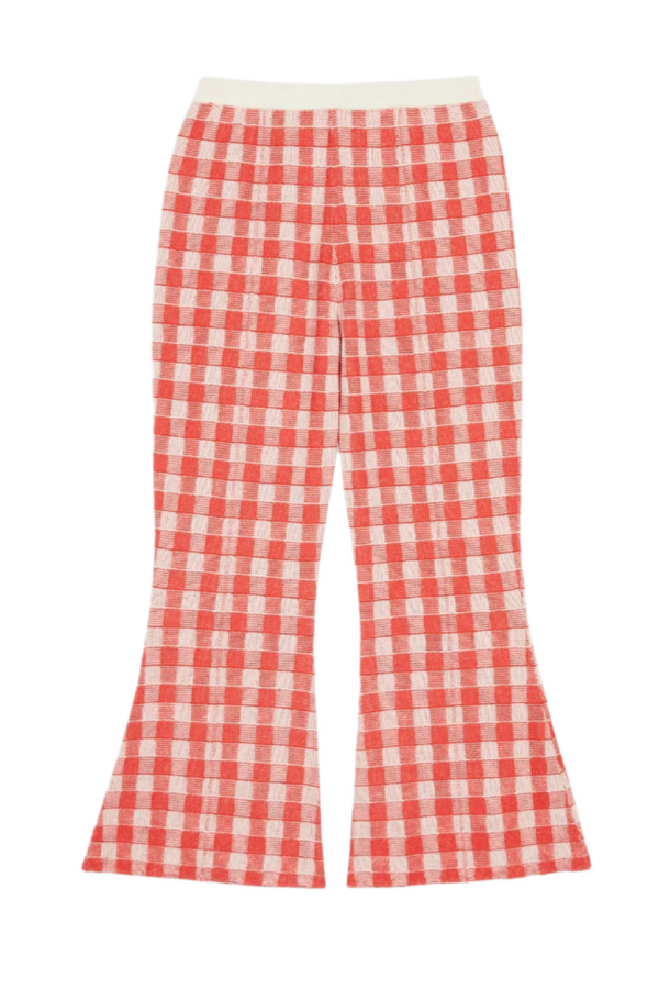 Gingham Flare Pant - Chery Combo