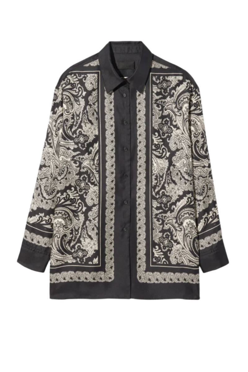 Alfie Printed Shirt - Black/Ivory Paisley Scarf