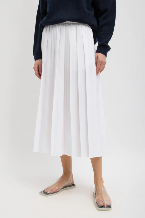 Nylon Pleated Pullon Skirt - White