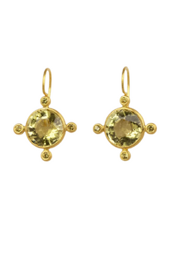Constantinople Earrings - Lemon Quartz & Sapphire