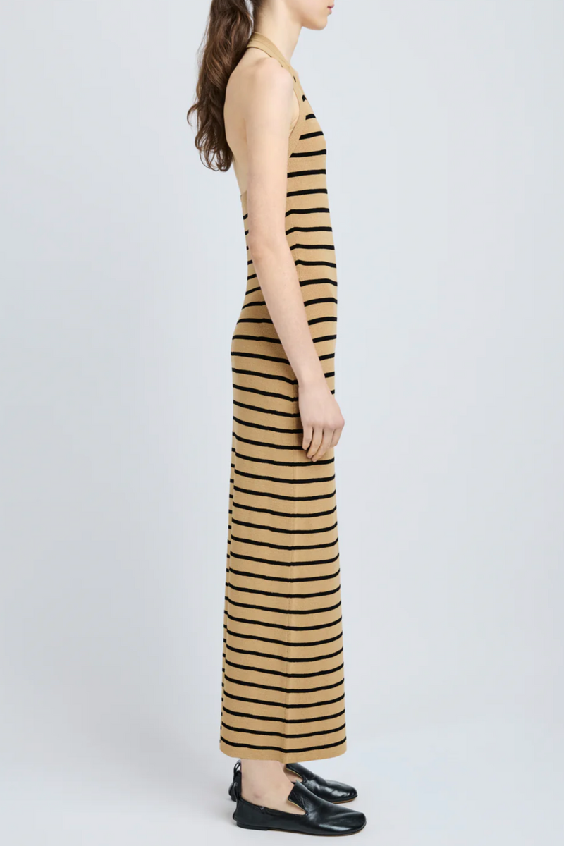 Meryl Dress in Matte Viscose Rib - Khaki Multi