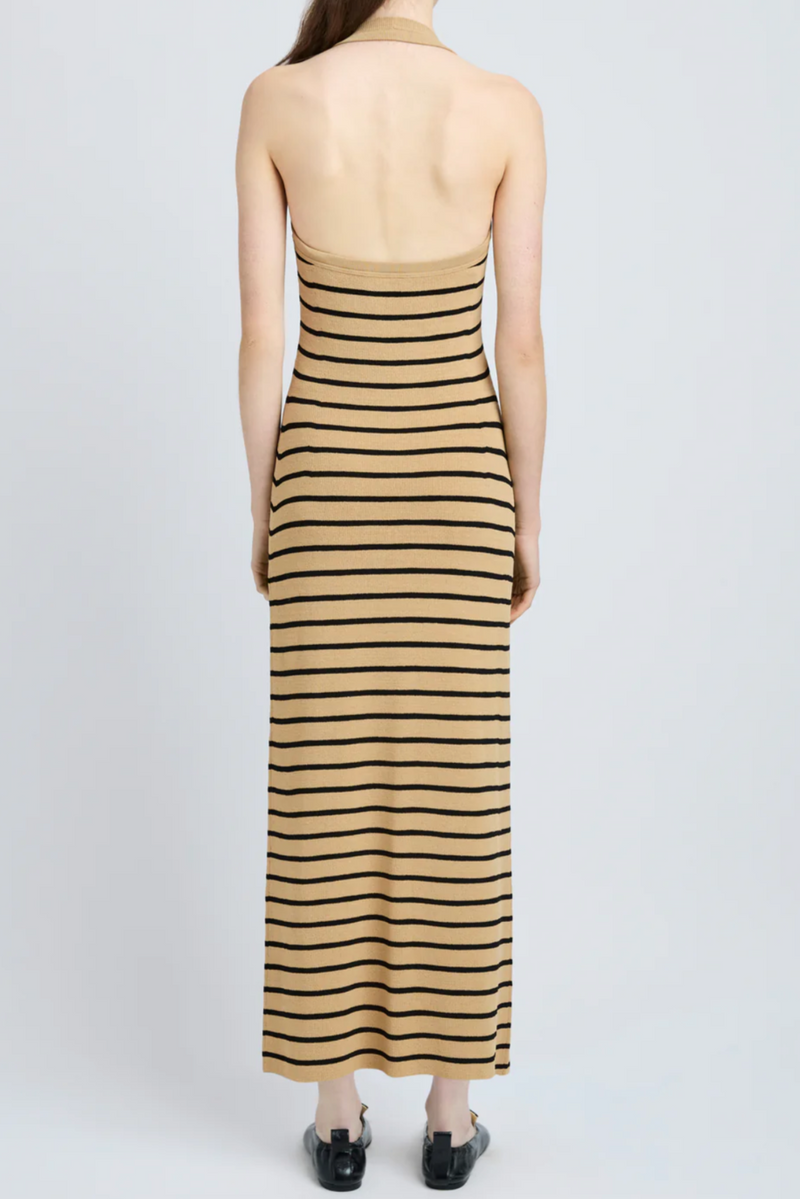 Meryl Dress in Matte Viscose Rib - Khaki Multi