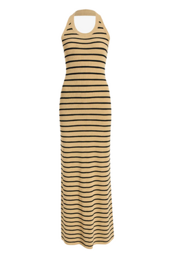 Meryl Dress in Matte Viscose Rib - Khaki Multi