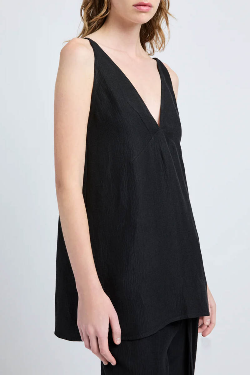 Mitchell Top in Viscose Linen - Black
