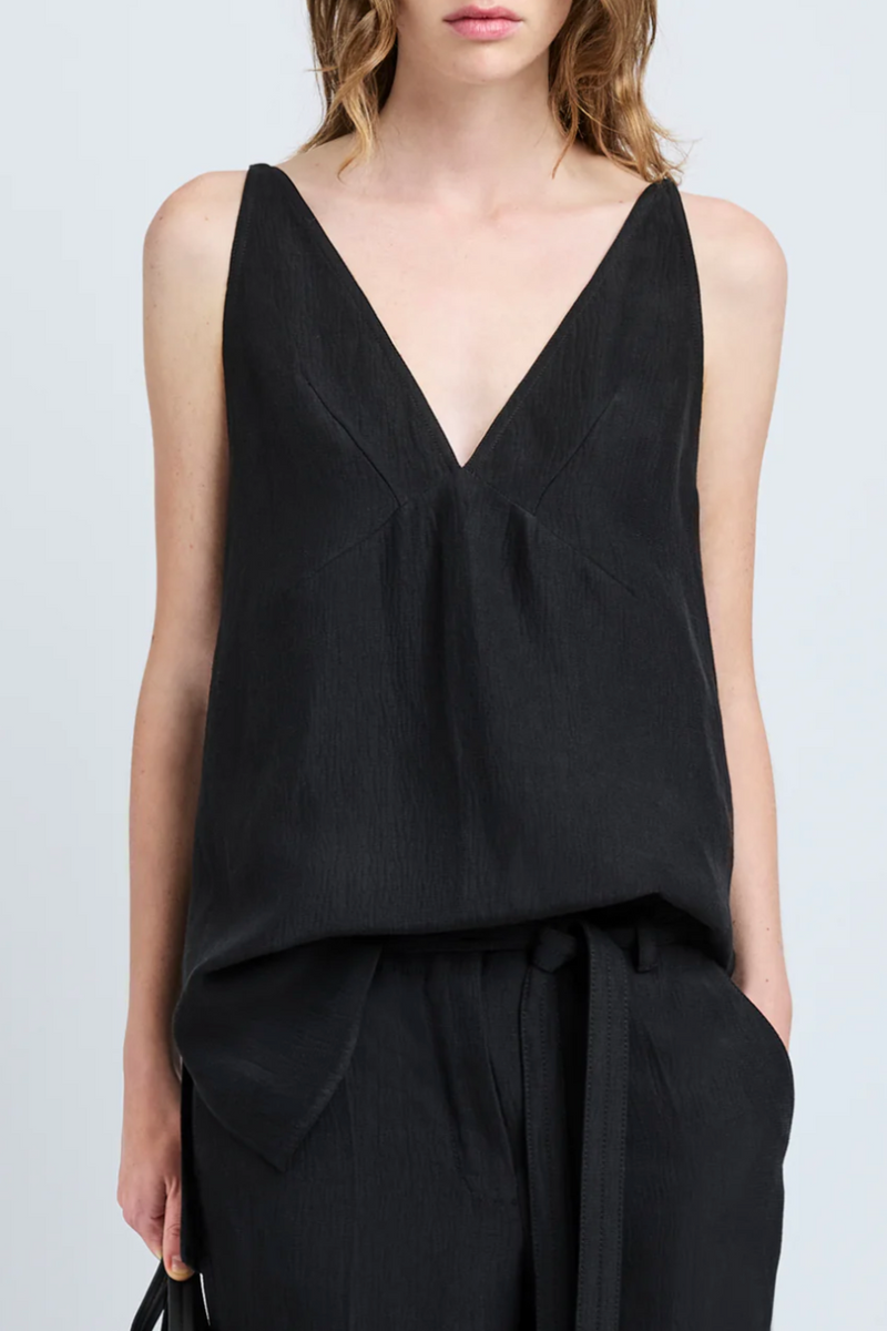 Mitchell Top in Viscose Linen - Black