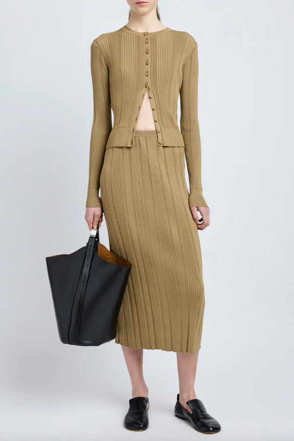 Ryanne Skirt in Column Rib - Bronze