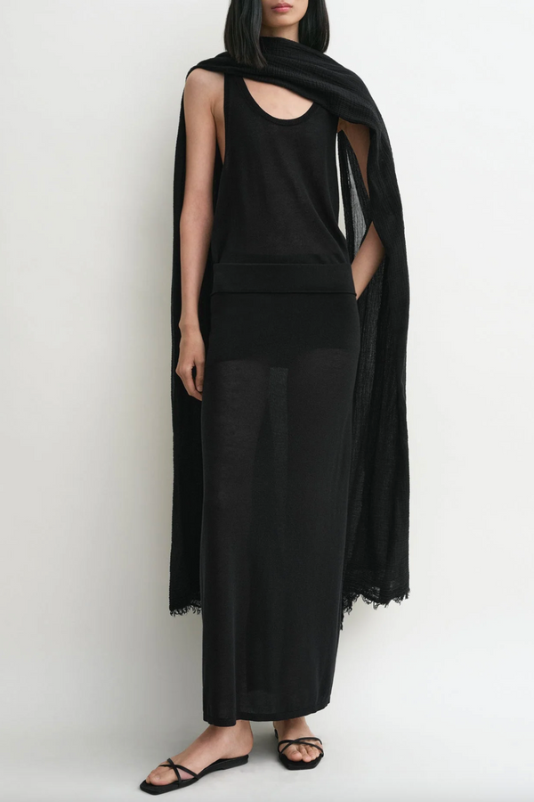 Long Knit Skirt - Black