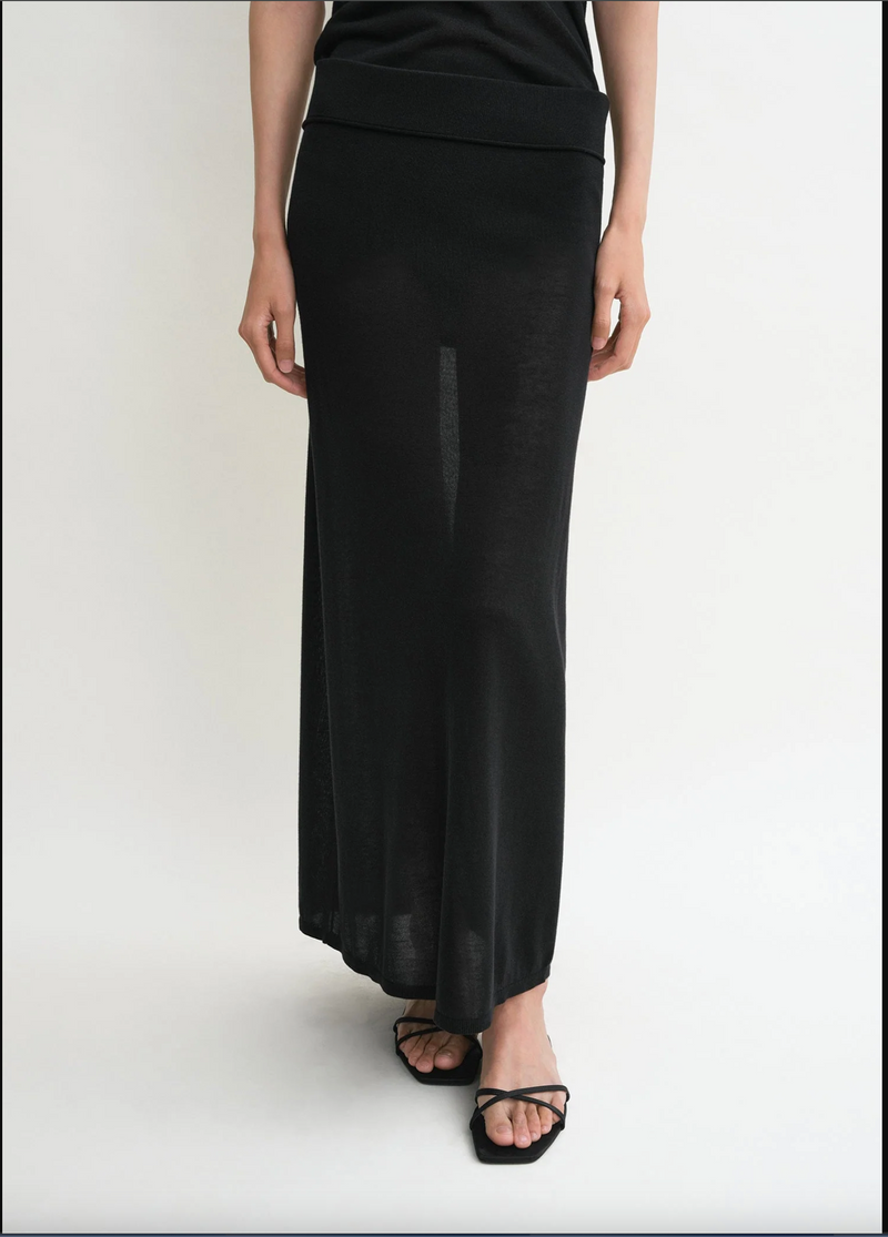 Long Knit Skirt - Black