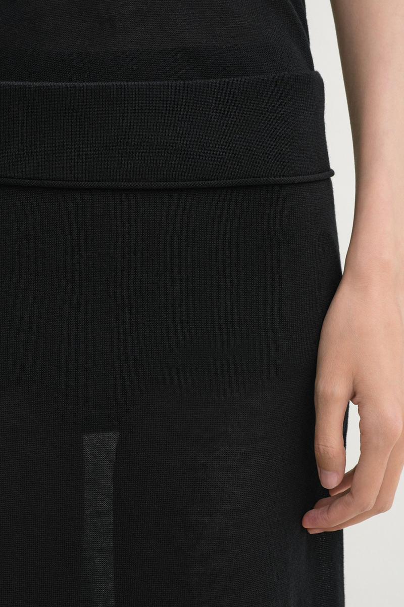 Long Knit Skirt - Black