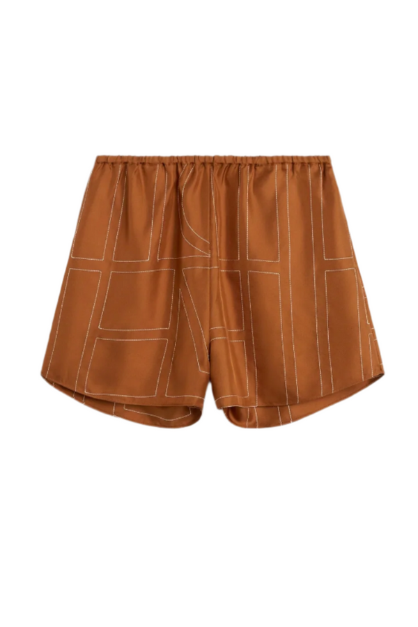 Monogram Silk PJ Shorts - Terracotta