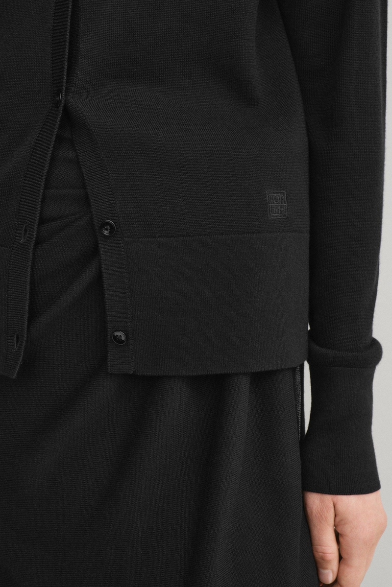 Fine Knit Cardigan - Black