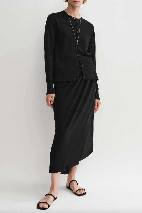 Fine Knit Cardigan - Black