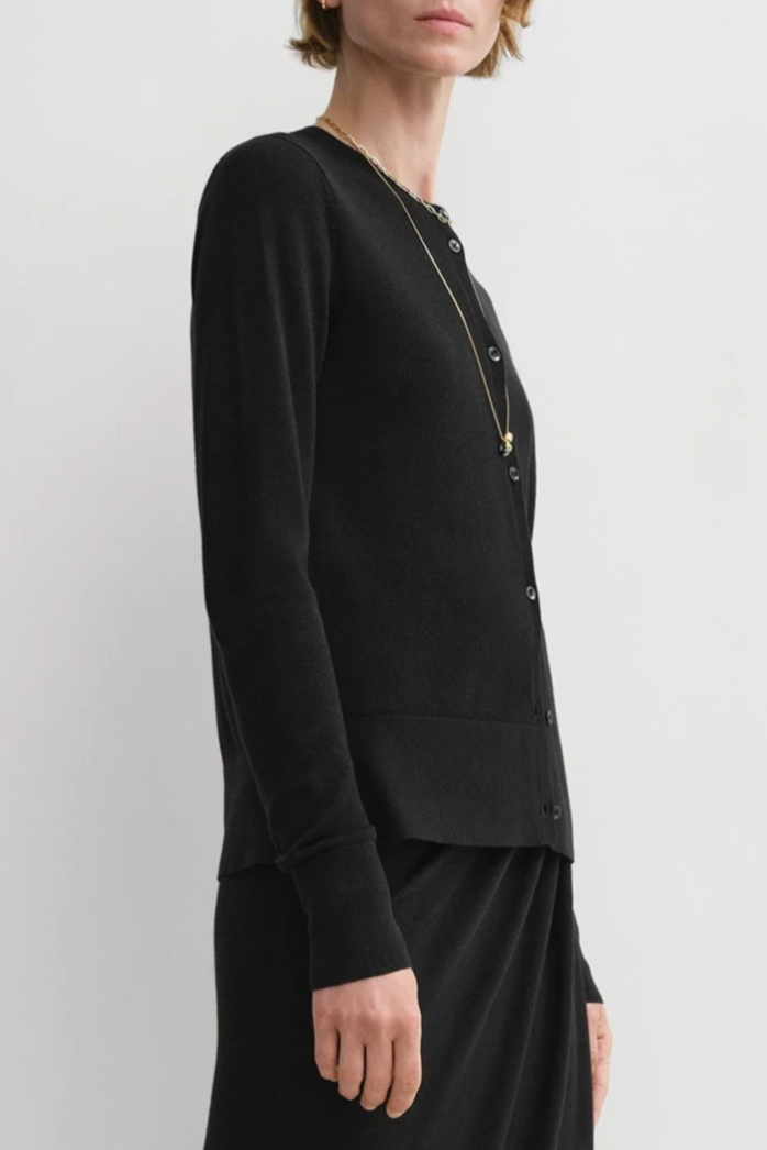 Fine Knit Cardigan - Black