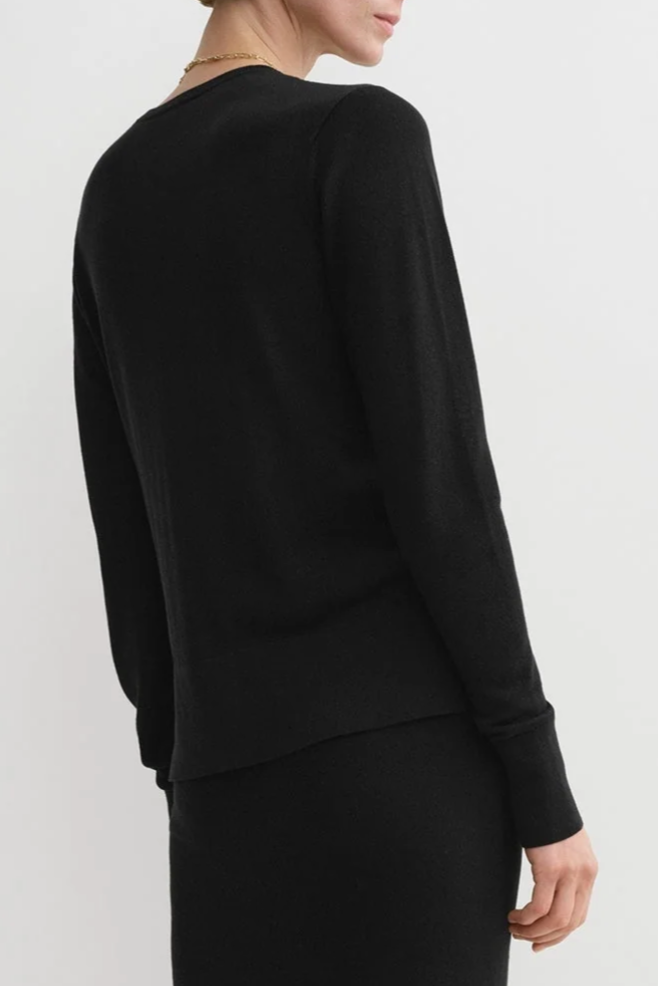 Fine Knit Cardigan - Black