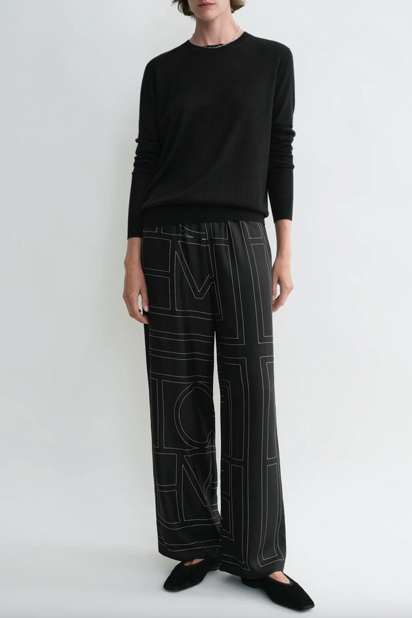 Monogram Silk PJ Bottoms - Black