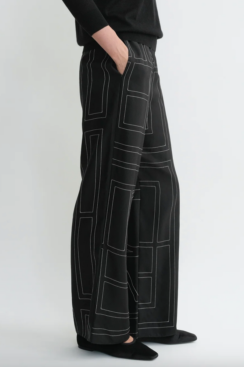 Monogram Silk PJ Bottoms - Black