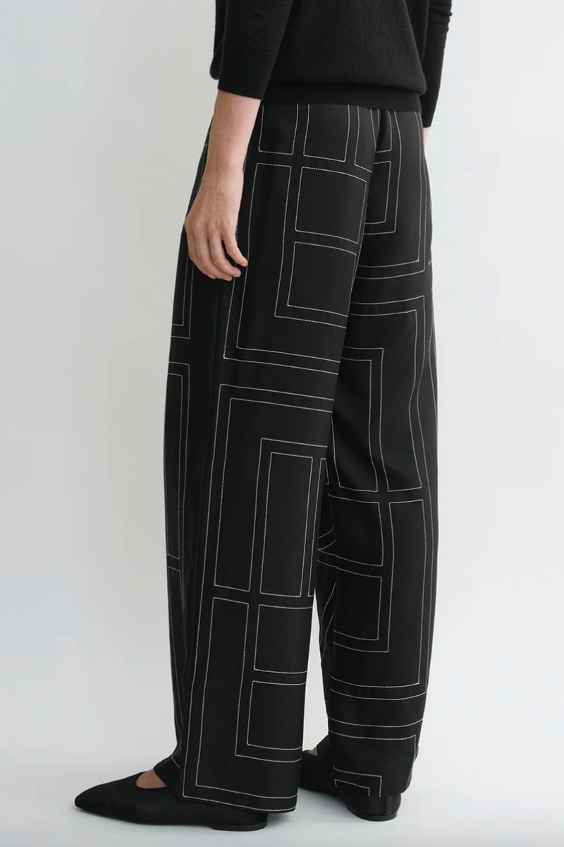 Monogram Silk PJ Bottoms - Black