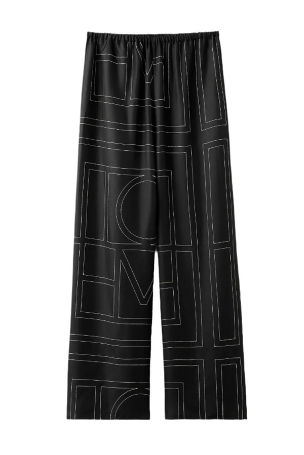 Monogram Silk PJ Bottoms - Black