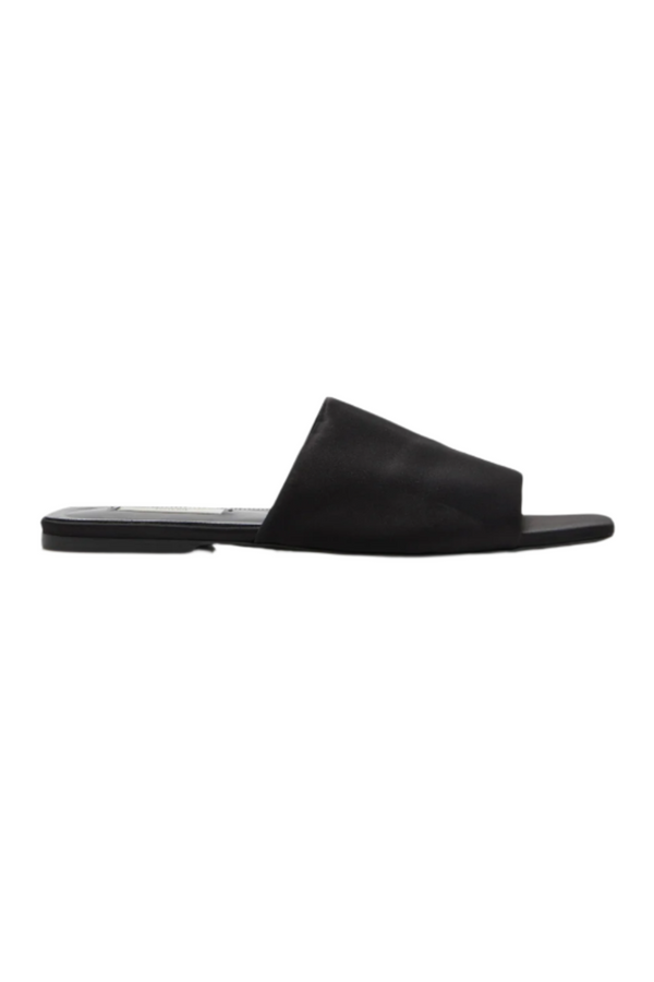 Satin Bandeau Slides - Black