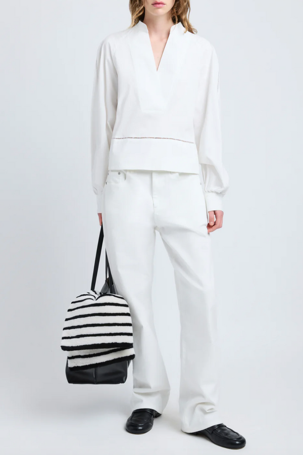Grayson Top in Eco Cotton Poplin - White