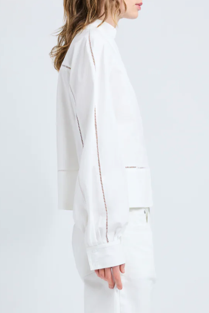 Grayson Top in Eco Cotton Poplin - White