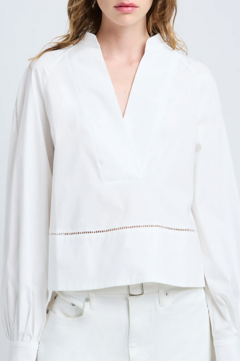 Grayson Top in Eco Cotton Poplin - White