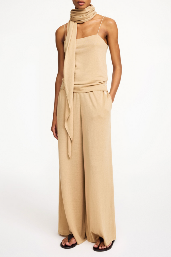 Piscata Wide Leg Trousers - Dark Sand