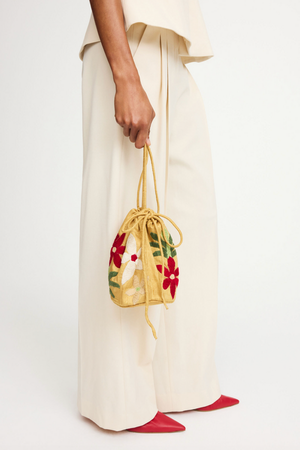 Leandras Woven Silk Bag - Light Camel