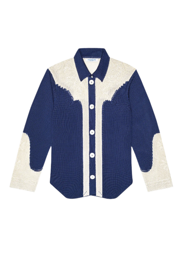 Western Shirt - Navy/Natural