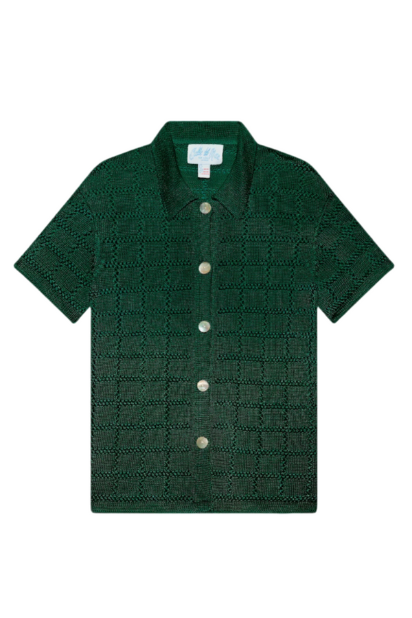 Short Sleeve Patchwork Shirt - Pine